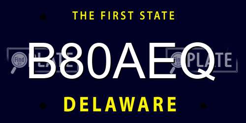 B80AEQ Delaware License Plate