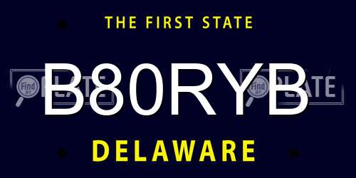 B80RYB Delaware License Plate