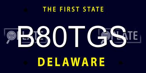 B80TGS Delaware License Plate