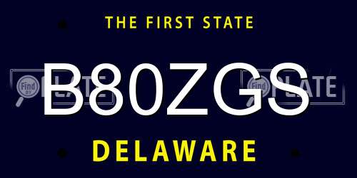 B80ZGS Delaware License Plate