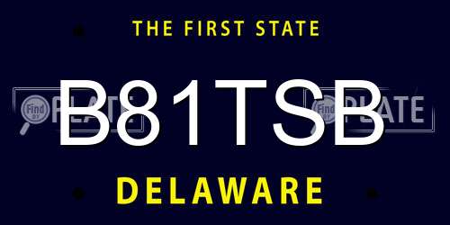 B81TSB Delaware License Plate