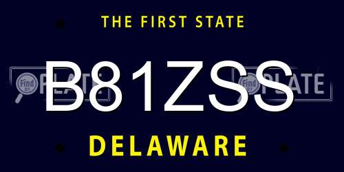 B81ZSS Delaware License Plate