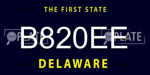 B820EE Delaware License Plate