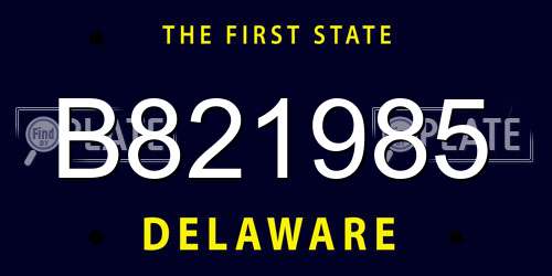B821985 Delaware License Plate