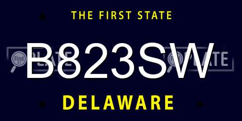 B823SW Delaware License Plate