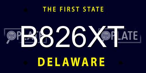 B826XT Delaware License Plate