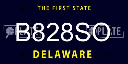B828SO Delaware License Plate