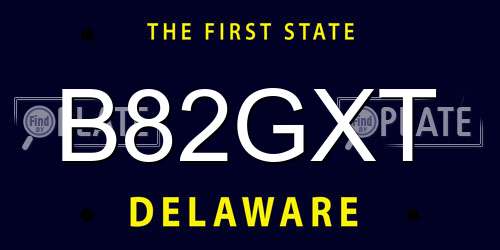 B82GXT Delaware License Plate