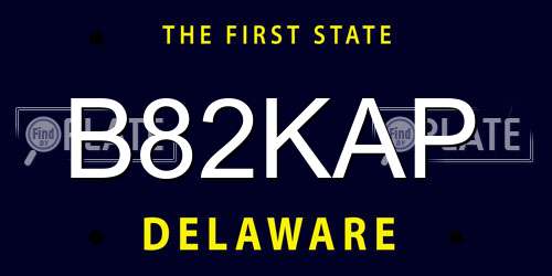 B82KAP Delaware License Plate