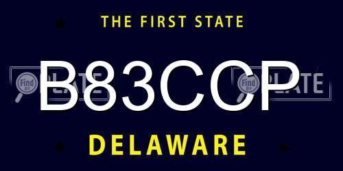 B83CCP Delaware License Plate