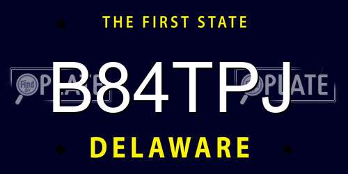 B84TPJ Delaware License Plate