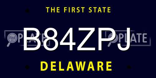 B84ZPJ Delaware License Plate