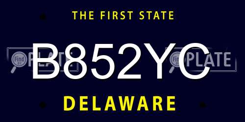 B852YC Delaware License Plate