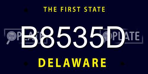 B8535D Delaware License Plate
