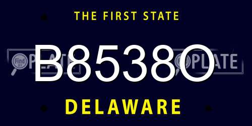 B8538O Delaware License Plate