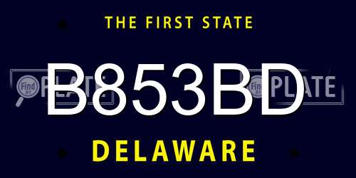 B853BD Delaware License Plate