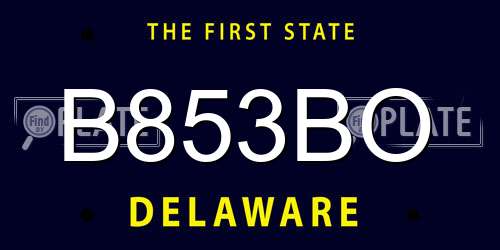 B853BO Delaware License Plate