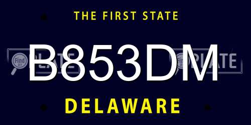B853DM Delaware License Plate