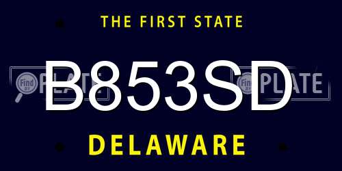 B853SD Delaware License Plate