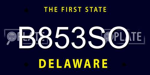 B853SO Delaware License Plate