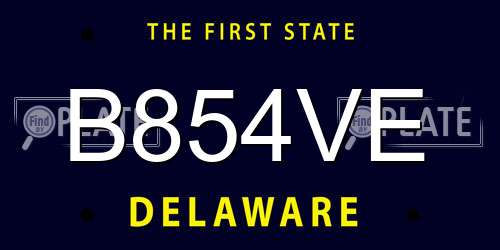 B854VE Delaware License Plate