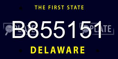 B855151 Delaware License Plate