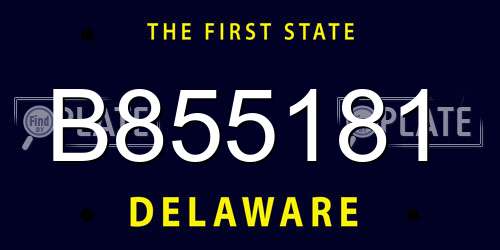 B855181 Delaware License Plate