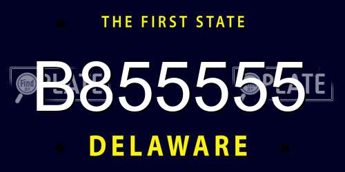 B855555 Delaware License Plate