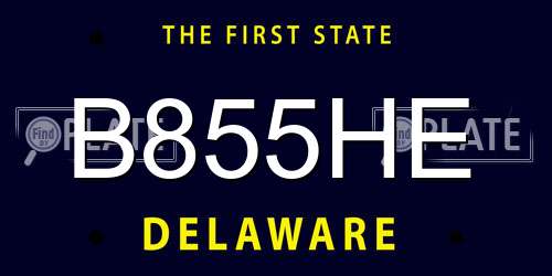 B855HE Delaware License Plate