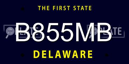 B855MB Delaware License Plate