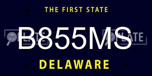 B855MS Delaware License Plate