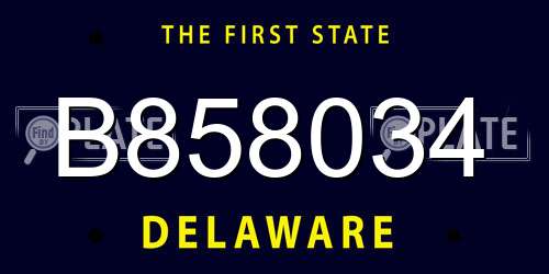 B858034 Delaware License Plate