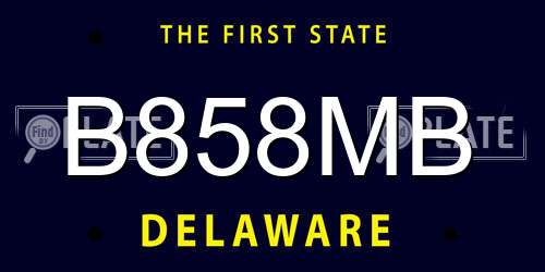 B858MB Delaware License Plate