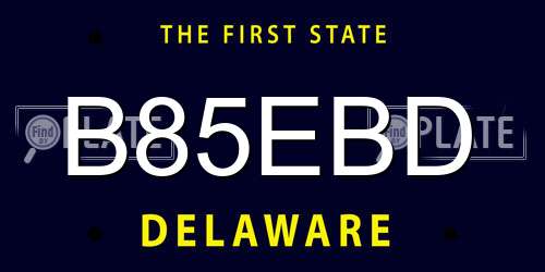 B85EBD Delaware License Plate