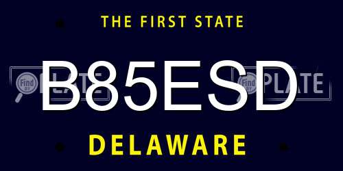 B85ESD Delaware License Plate