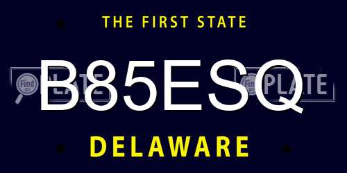B85ESQ Delaware License Plate