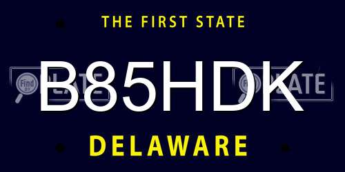 B85HDK Delaware License Plate