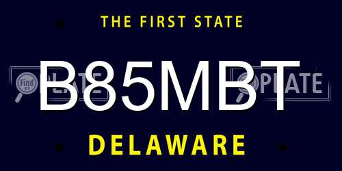 B85MBT Delaware License Plate