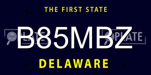 B85MBZ Delaware License Plate