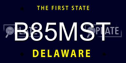 B85MST Delaware License Plate