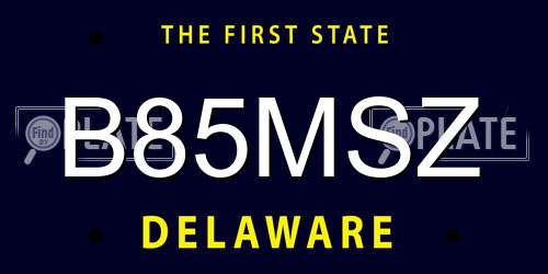 B85MSZ Delaware License Plate
