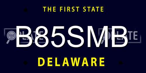 B85SMB Delaware License Plate