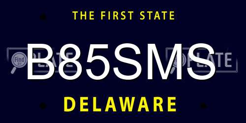B85SMS Delaware License Plate
