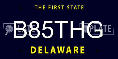 B85THG Delaware License Plate