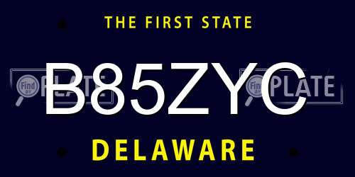 B85ZYC Delaware License Plate