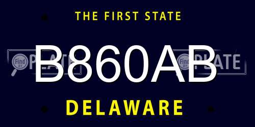 B860AB Delaware License Plate