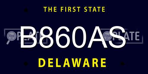 B860AS Delaware License Plate