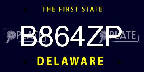 B864ZP Delaware License Plate