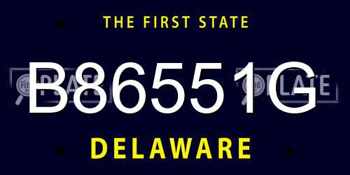 B86551G Delaware License Plate