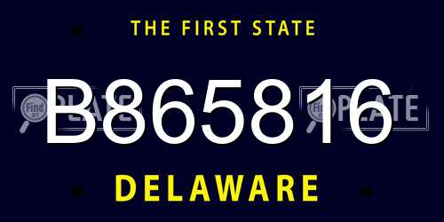 B865816 Delaware License Plate